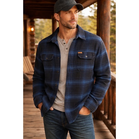 Orvis Other - Orvis Classic Collection Blue Plaid Flannel Shirt Jacket Men's L  Pockets